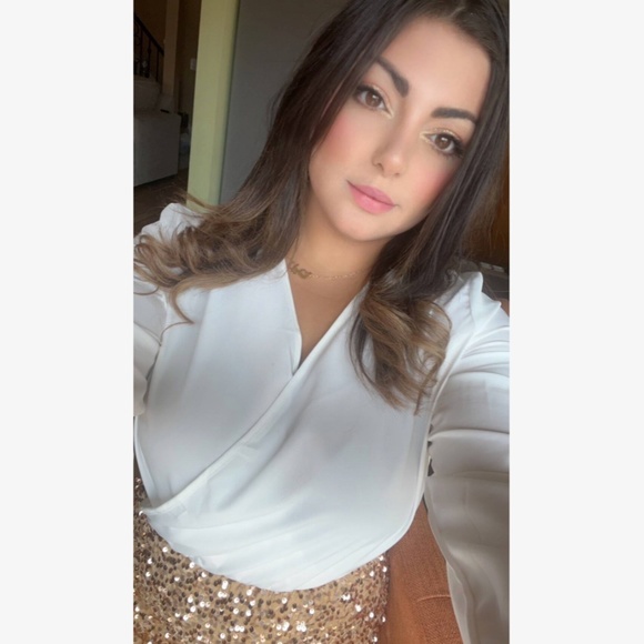 2 in 1 Party Dress White Top Sewn Together with Gold Sequin Skirt Mini - Picture 11 of 15